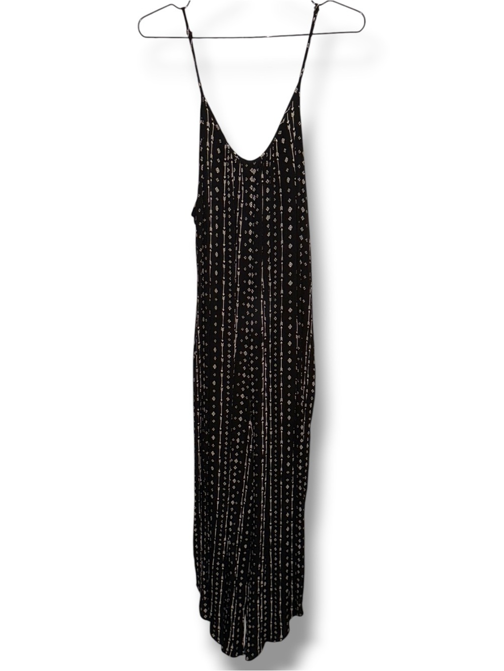 Hem & Thread Black Printed Spaghetti Strap Rayon Jumpsuit